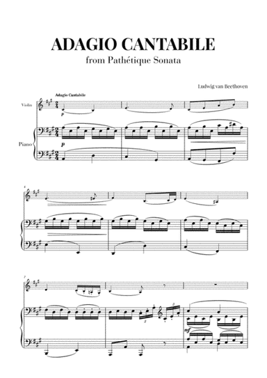 Sonata Pathetique (2nd Movement) - Adagio Cantabile for Violin and Piano (arr. Cadenza Editions)