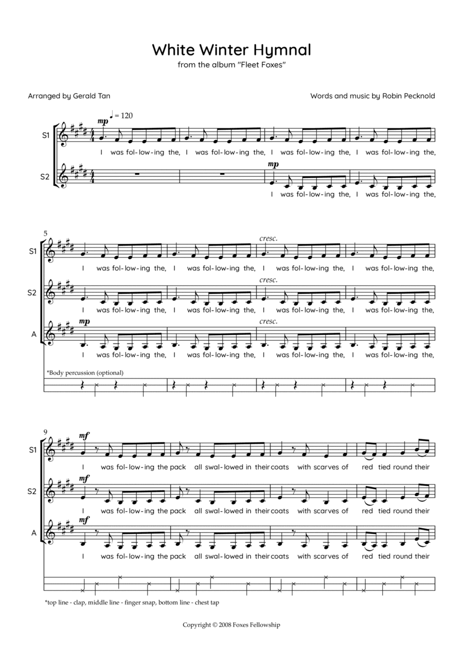 White Winter Hymnal (arr. Gerald Tan)