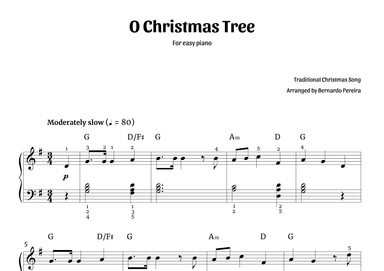 O Christmas Tree (easy piano – with chords) (arr. Bernardo Pereira)