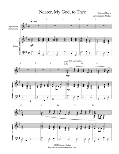 Nearer, My God, to Thee - xylophone/marimba with piano accompaniment (arr. Samuel Stokes)