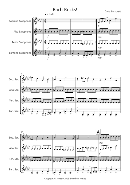 Bach Rocks! for Saxophone Quartet (arr. David Burndrett)