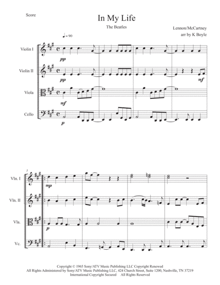 In My Life (arr. Karlie Boyle)