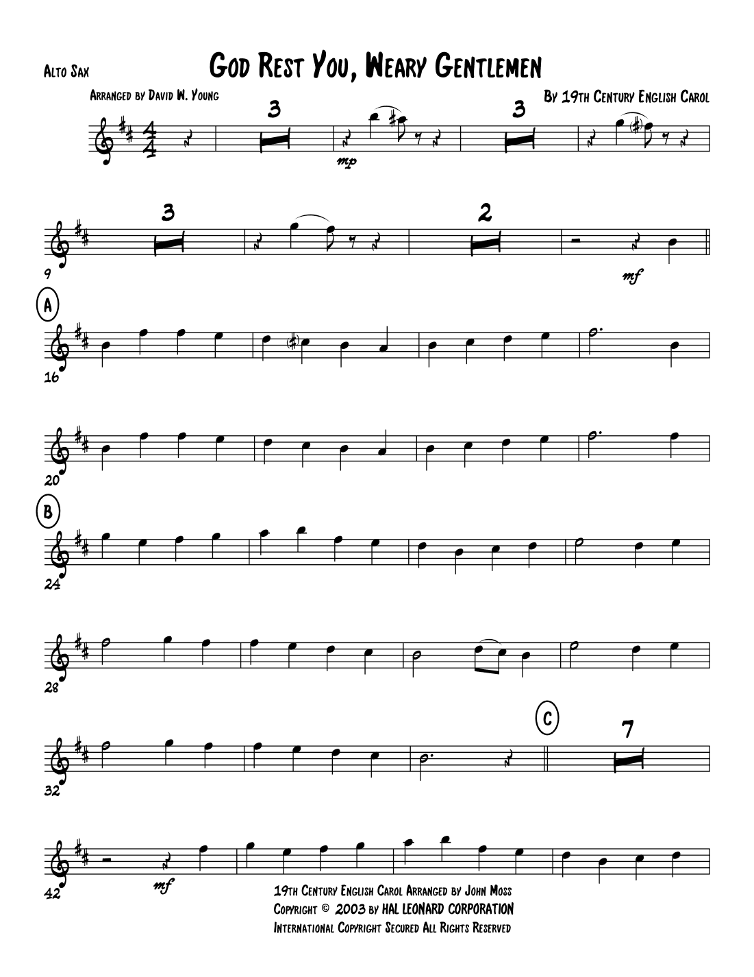 God Rest Ye Weary Gentlemen (arr. David W. Young)