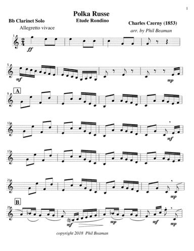 Polka Russe-Czerny-Bb Clarinet Solo (arr. Phil Beaman)