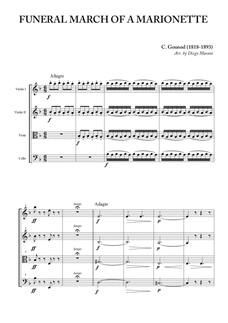 Funeral March of a Marionette for String Quartet (arr. Diego Marani)