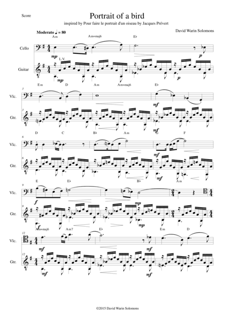 Portrait of a bird for cello and guitar