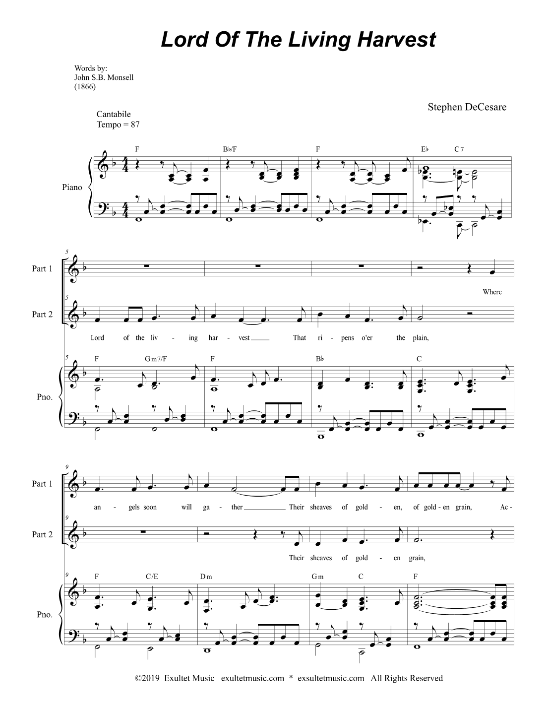 Lord Of The Living Harvest (2-part choir)