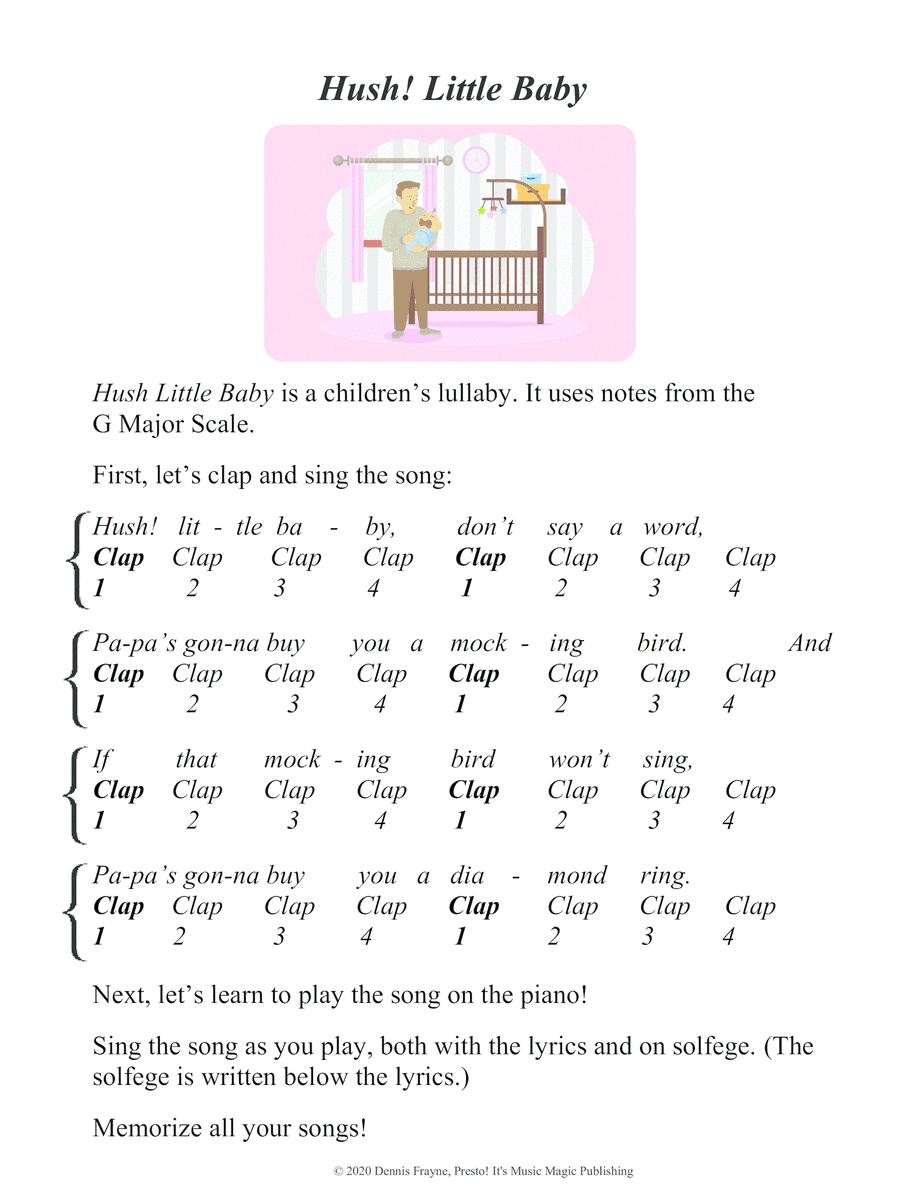 Hush! Little Baby (Hush Little Baby) (big letter notation) (arr. Dennis Frayne)