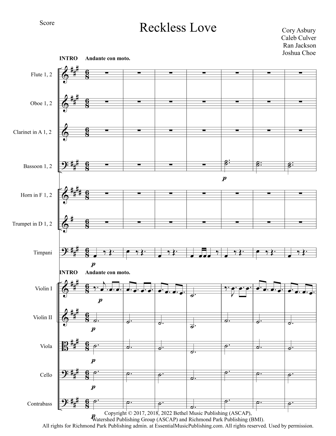 Reckless Love (arr. Joshua Choe)