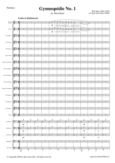 Gymnopédie No.1 - for Wind Band / Concert  Band (arr. Igor Sciavolino)