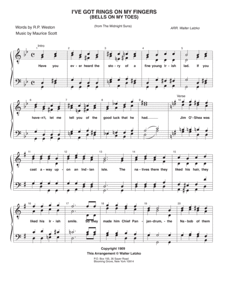 I'VE GOT RINGS ON MY FINGERS (arr. Walter Latzko)