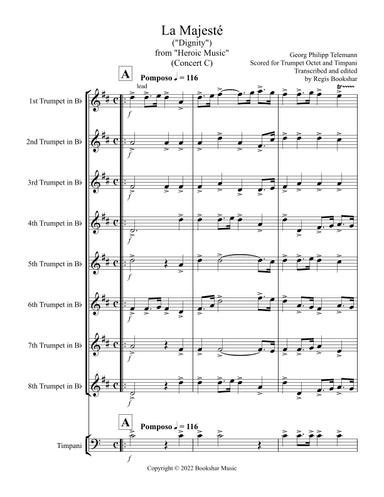 La Majeste (from "Heroic Music") (C) (Trumpet Octet, Timp) (arr. Regis Bookshar)