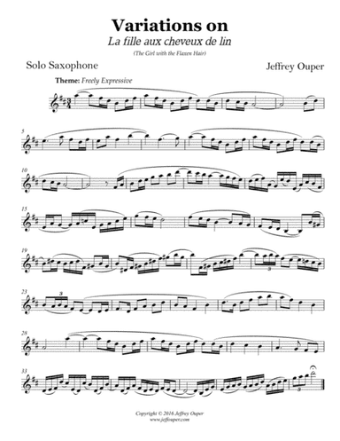 Variations on Debussy's "The Girl with the Flaxen Hair" for Solo Saxophone (arr. Jeffrey Ouper)