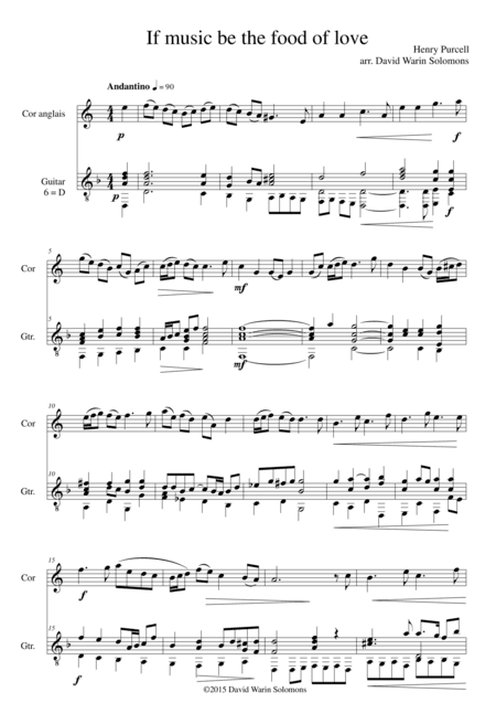 If music be the food of love for cor anglais and guitar (arr. David Warin Solomons)