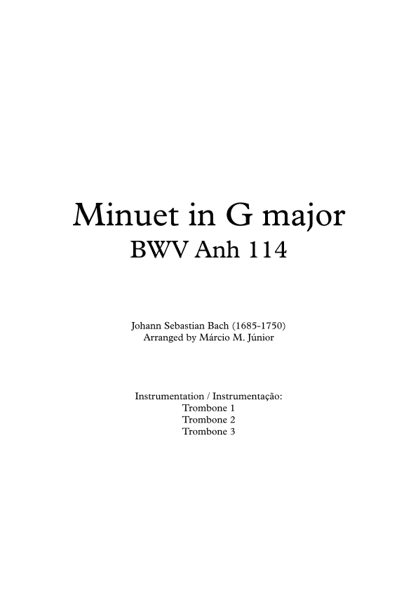 Minuet in G major - BWV Anh 114 (arr. Márcio Moreira Júnior)