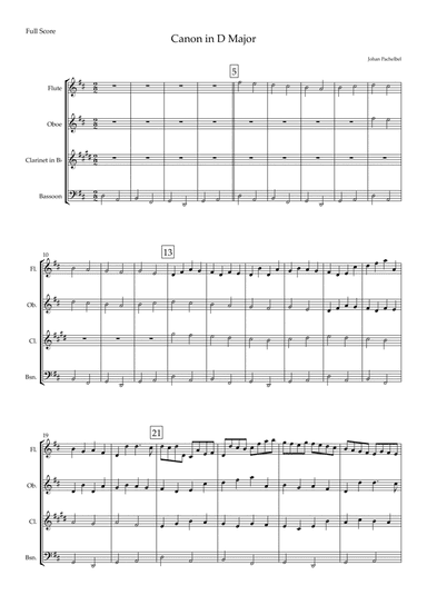 Canon in D Major (Johann Pachelbel) for Woodwind Quartet (arr. Fabio Britto)