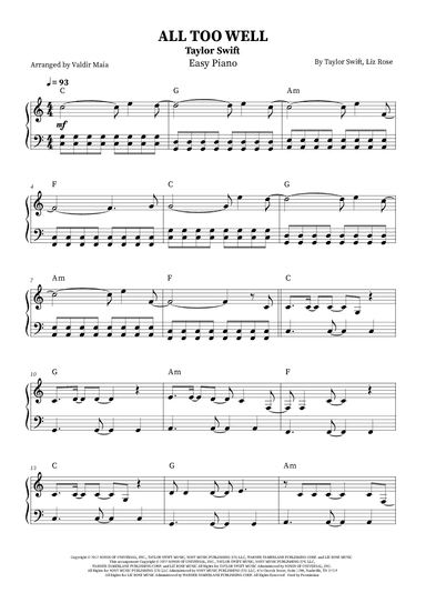 All Too Well (arr. Valdir Maia)