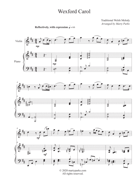 Wexford Carol (Violin-Piano) (arr. Marty Parks)