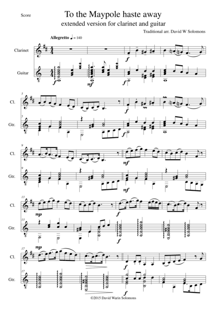 To the Maypole haste away - Extended version - for clarinet and guitar (arr. David Warin Solomons)