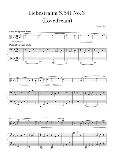 Liszt - Liebestraum for Viola and Easy Piano duo (arr. Lais Reis)