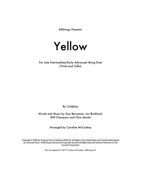 Yellow (arr. Caroline McCaskey)