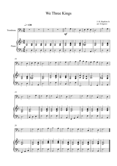 We Three Kings, John Henry Hopkins Jr., For Trombone & Piano