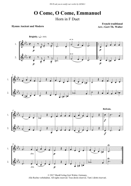 O Come, O Come, Emmanuel (arr. Gert Th. Walter)