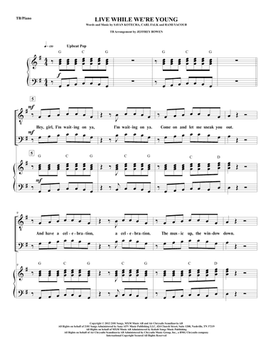 Live While We're Young (arr. Jeffrey Bowen)