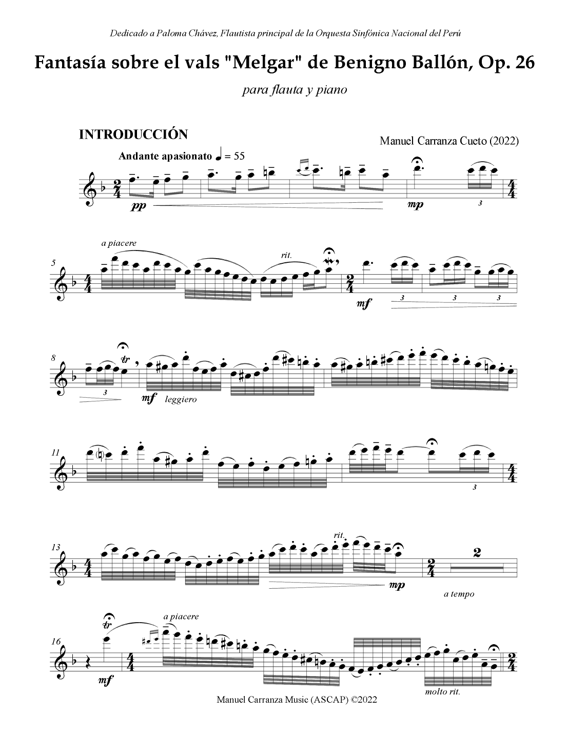 Fantasía sobre el vals "Melgar" de Benigno Ballón, Op. 26
