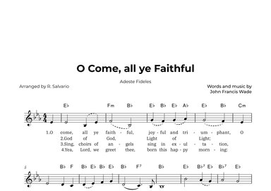O Come, all ye Faithful - Adeste Fideles (Key of E-Flat Major) (arr. R. Salvario)