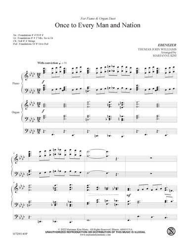 Once to Every Man and Nation (EBENEZER) (arr. Marianne Kim)
