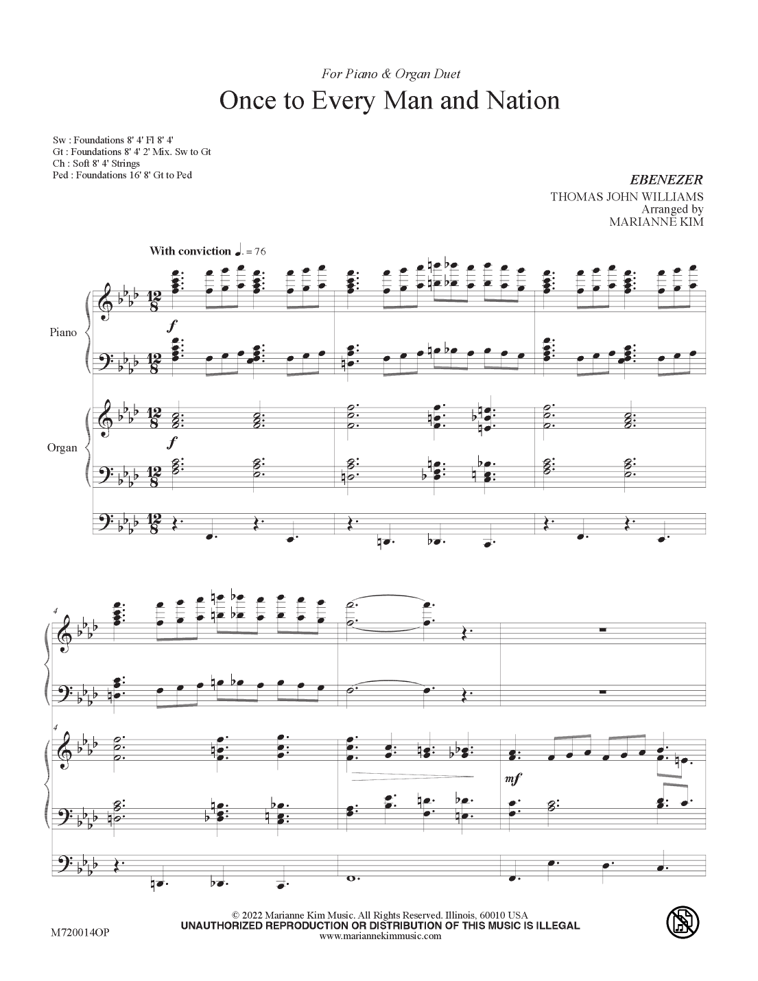 Once to Every Man and Nation (EBENEZER) (arr. Marianne Kim)