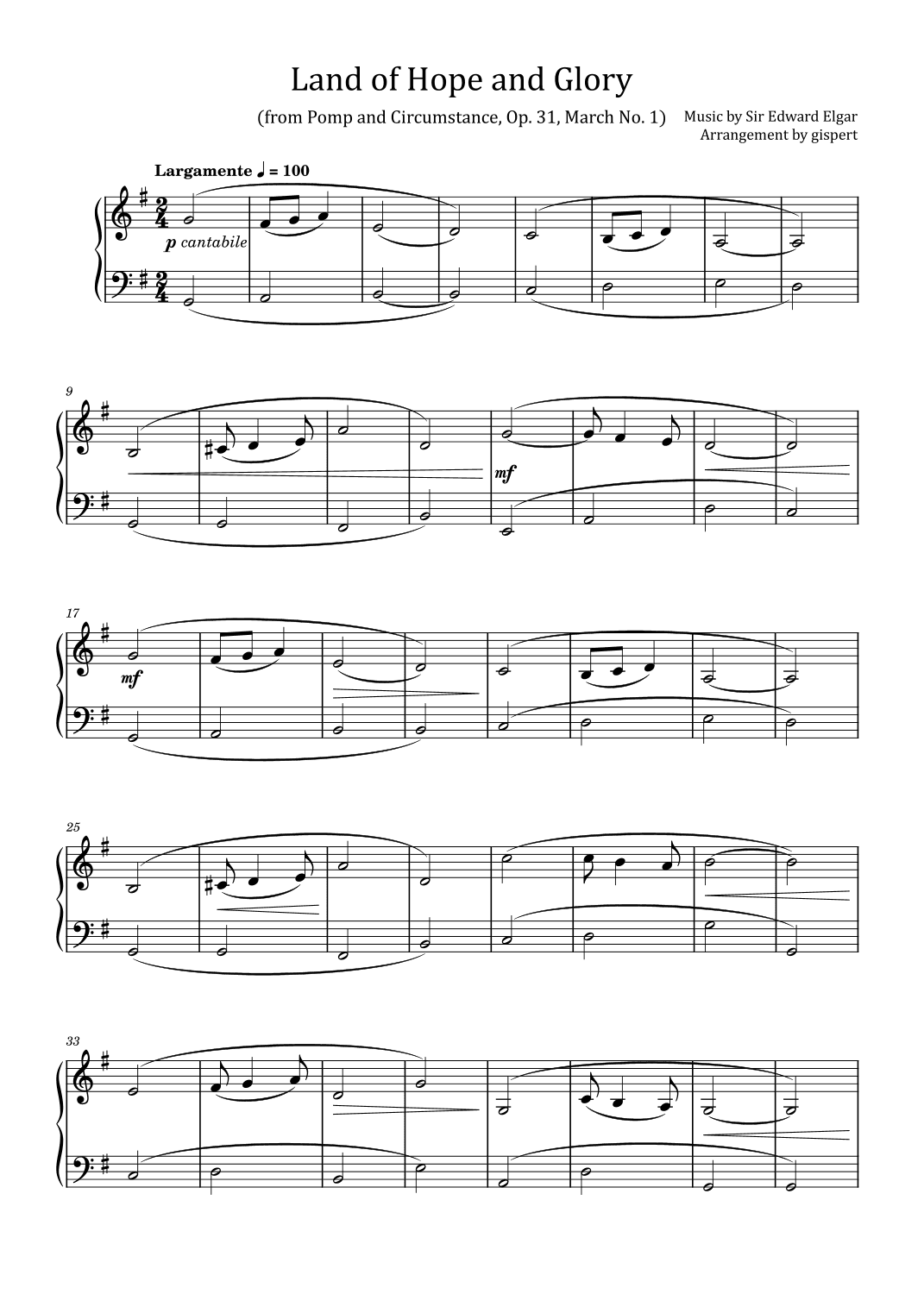 Land of Hope and Glory (from Pomp and Circumstance, Op. 31, March No. 1) (arr. Gispert)