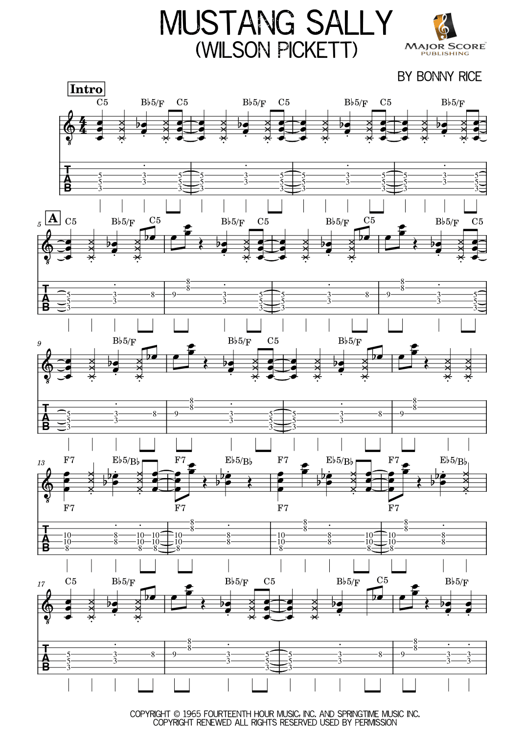 Mustang Sally (arr. MAJOR SCORE PUBLISHING TM.)