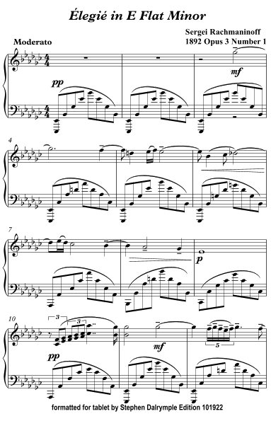 Elegie in Eb Minor (Classical Music for Tablet Series) (arr. Edited by Stephen R Dalrymple)