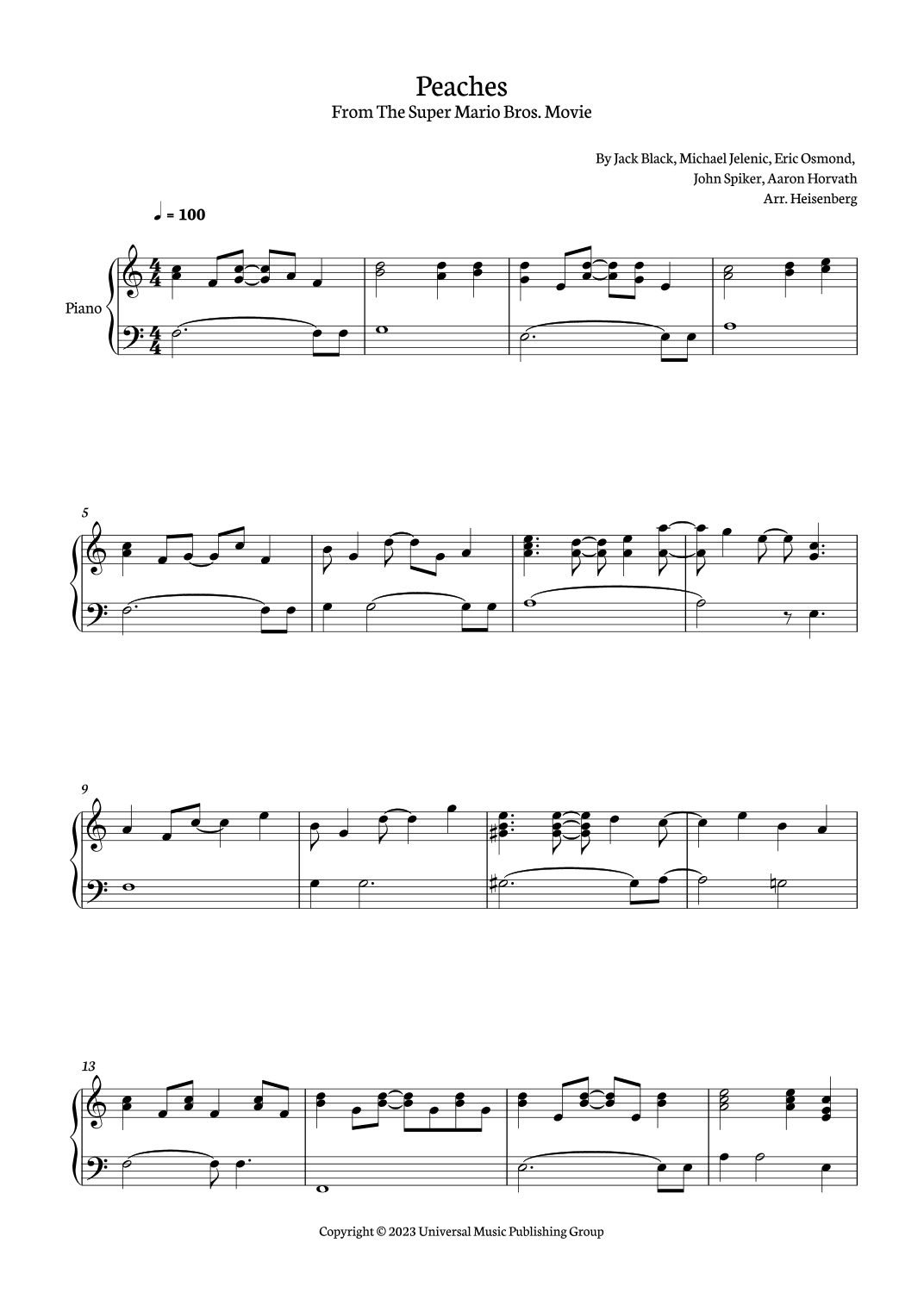 Peaches (arr. Heisenberg)