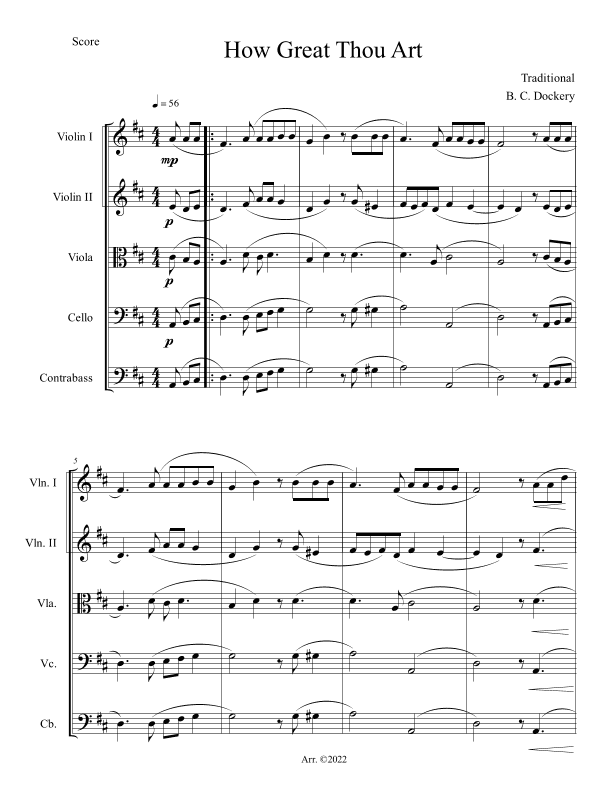 How Great Thou Art (String Orchestra or Quintet) (arr. B. C. Dockery)