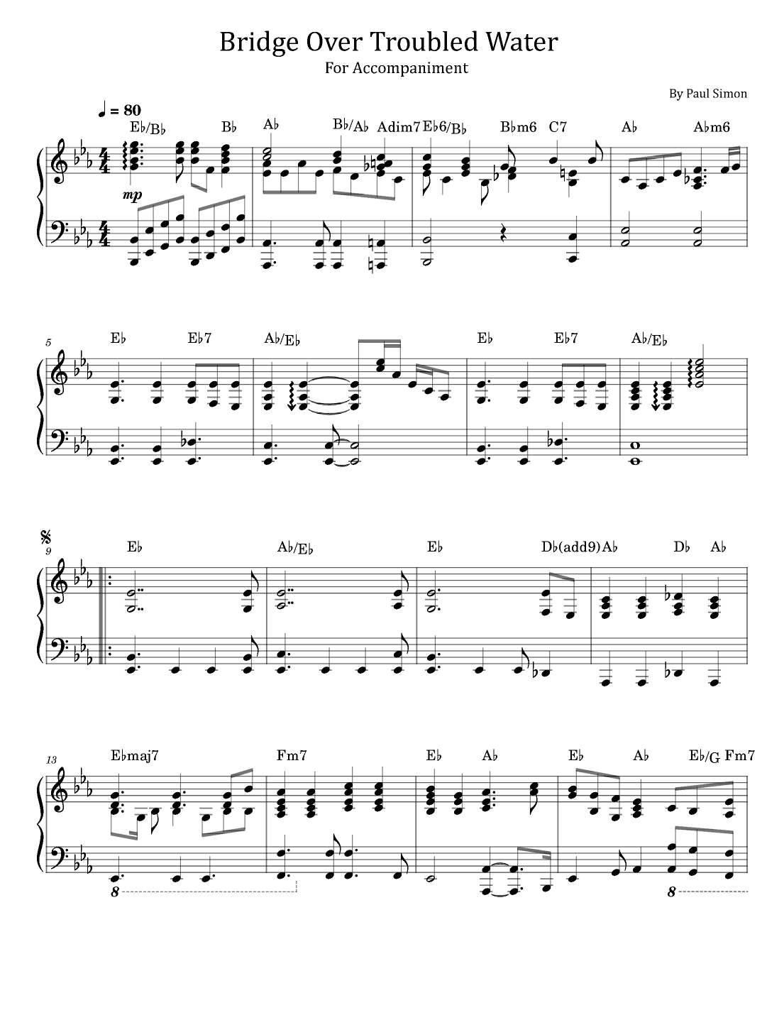 Bridge Over Troubled Water (arr. poon)