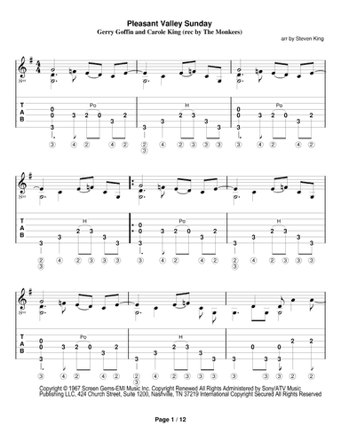 Pleasant Valley Sunday (arr. Steven King)