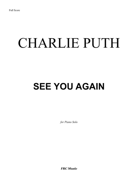 See You Again from FURIOUS 7 (arr. Flavio Regis Cunha)