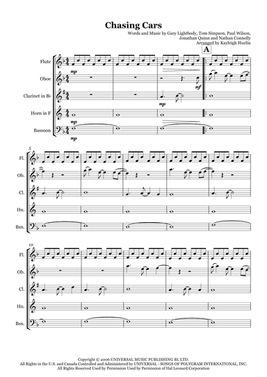 Chasing Cars (arr. Kayleigh Huelin)