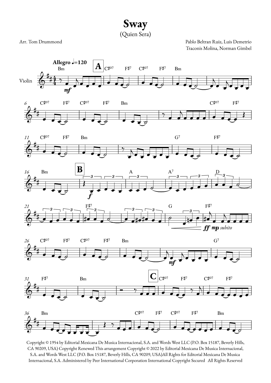 Sway (quien Sera) (arr. Tom Drummond)
