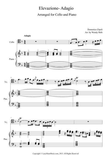 Elevazione- Adagio for Cello and Piano (arr. Wendy Shih)