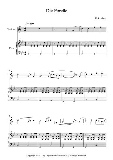 Die Forelle - Franz Schubert (Clarinet + Piano) (arr. Digital Book Music)