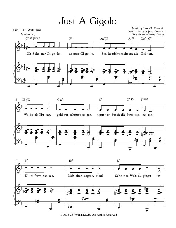 Just A Gigolo (Schoner Gigolo) (arr. Christopher Williams)
