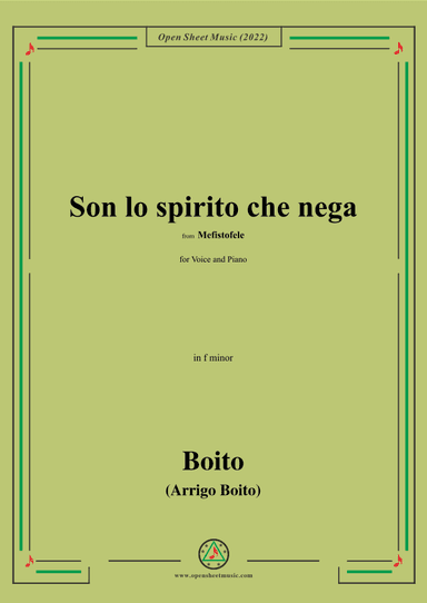 Boito-Son lo spirito che nega,from Mefistofele,for Voice and Piano (arr. OSM Press)