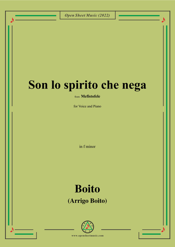 Boito-Son lo spirito che nega,from Mefistofele,for Voice and Piano (arr. OSM Press)