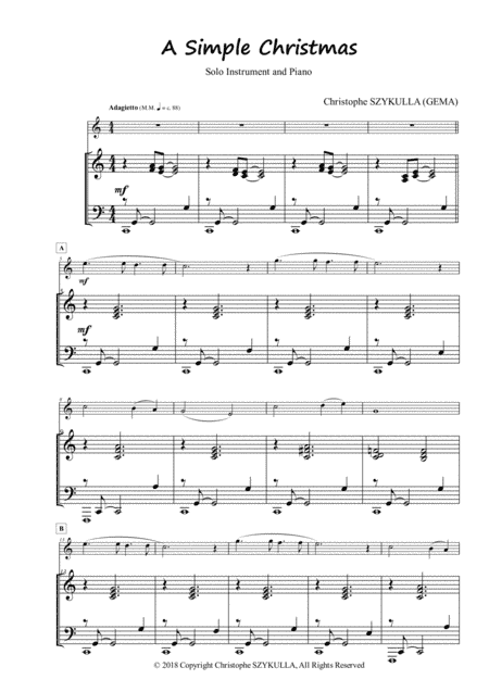 A SIMPLE CHRISTMAS FOR SOLO INSTRUMENT AND PIANO (Oboe and Piano)