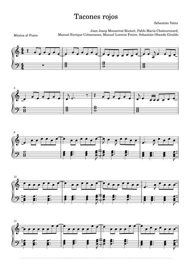 Tacones Rojos (arr. Música al Piano)