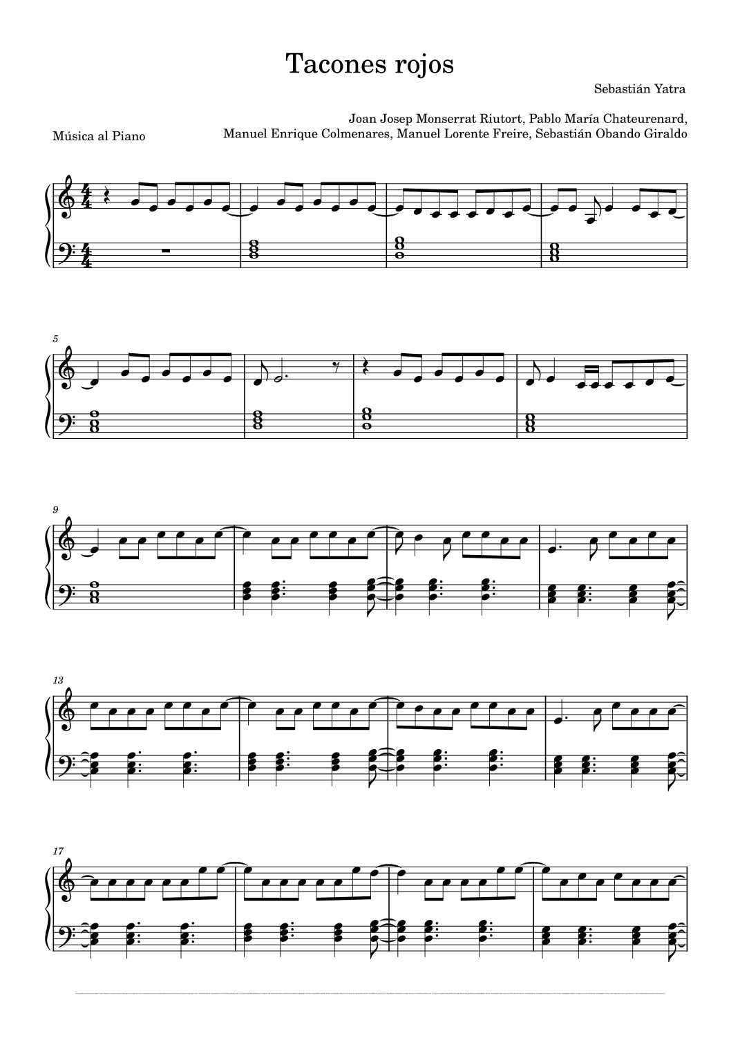 Tacones Rojos (arr. Música al Piano)